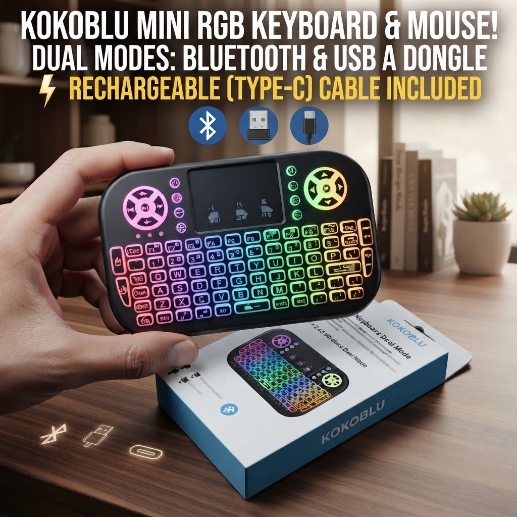 Mini Wireless Mobile PUBG Keyboard + bluetooth Touchpad 7 Color Backlit Light 2.4ghz Rechargeable with Nokia Bettery