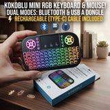 Mini Wireless Mobile PUBG Keyboard + bluetooth Touchpad 7 Color Backlit Light 2.4ghz Rechargeable with Nokia Bettery